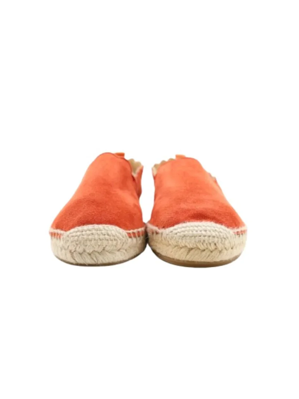 Carmen Saiz Burnt Orange Suede Scalloped Flat Espadrilles - 6/EU 37